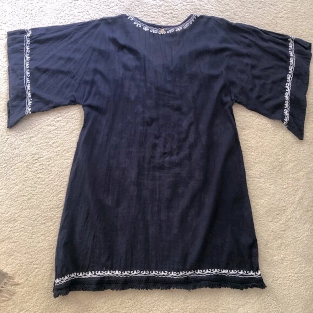 Very boho Ruby YaYa navy & white beach dress/cover up with braided embroidery - Picture 12 of 16